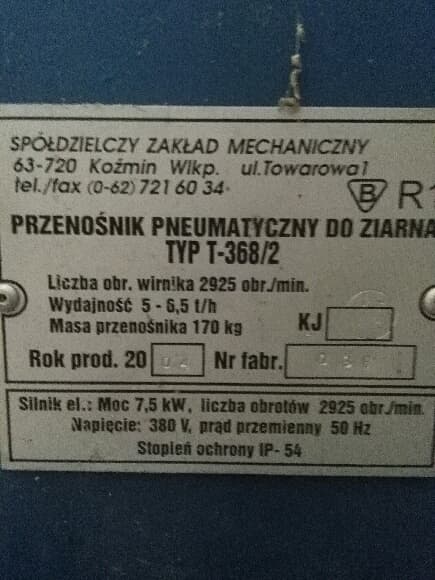 Dmuchawa do zboża Polska silnik 7,5kW