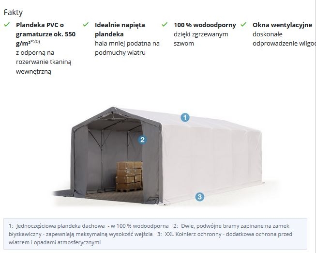 6x12x3 m Hala namiotowa, PVC 550 szary, WYSYŁKA GRATIS 