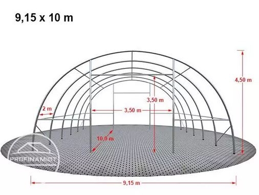 Hala Łukowa 9,15m x 10m x 4,5m, PVC 720 ciemnozielona.